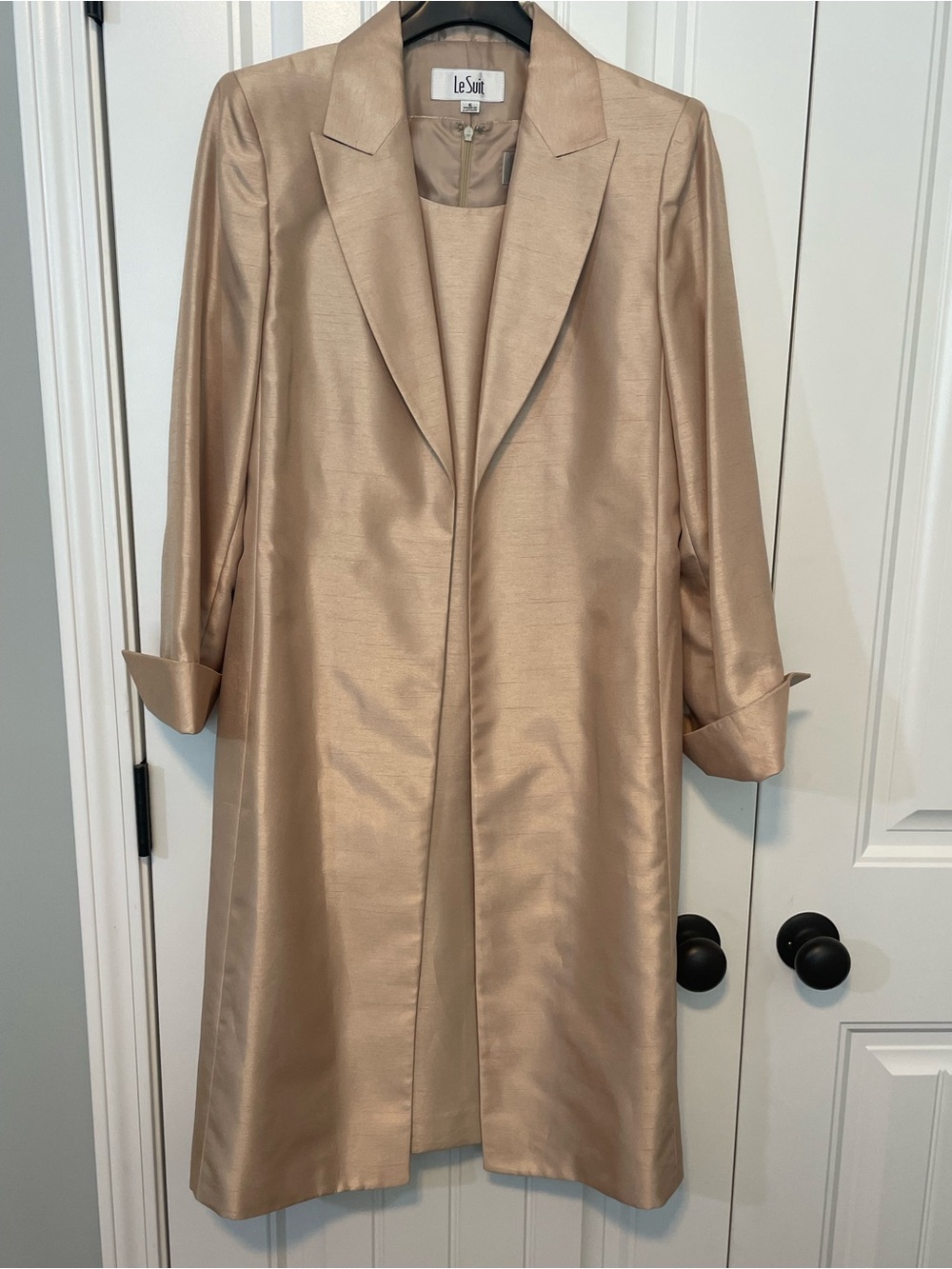 NWT Le Suit Metallic Champagne 2pc Dress Set - Size 6